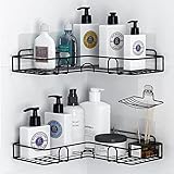 RCQD Duschablage Ohne Bohren,Duschablage,Duschregal mit Haken/Seifenablage,für Küche Bad Duschkorb zum Hängen, Wohnheim und Küche(Mattschwarz)