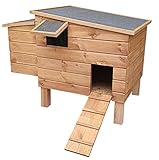 dobar® 23387 - Großer Hühnerstall mit integrierter Legebox - Hühnerhaus aus robustem Vollholz mit wasserfestem Bitumendach - Hühnergehege - 120 x 78 x 90 cm, Holz