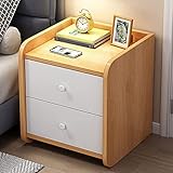 XTKDAIUI Nachttisch mit 2 Schubladen, Schrankschubladen Seitenaufbewahrungseinheit mit Nicht -Slip -Griff -Design, moderner Nachttisch für Schlafzimmer, Wohnzimmer,Woody