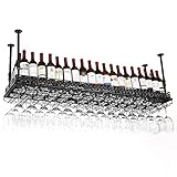 Decken-Weinregal, Industrielles Vintage-Eisen-Weinregal, höhenverstellbar, Kelch-Stemware-Halter, Weinglashalter, für Bars, Restaurants und Küchen (Size : 60cm) (60cm)