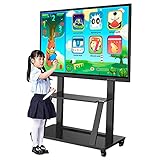 Verstellbarer TV-Ständer für 55+ Zoll Fernseher mit Stauraum, schwarzer rollender/mobiler TV-Wagen auf Rädern, Bodenwagenständer für Schlafzimmer/Büro/Klassenzimmer Beautiful Scenery