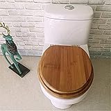 HYY-YY WC-Sitz, Bambus-Massivholz, WC-Deckel mit langsamer Geräuschdämpfung, WC-Sitzbezug, verdickt, oben montiert, Badezimmer-Deckel, kompatibel mit V O U-förmigen Toiletten, einfarbig, 40 ~ 48 cm x