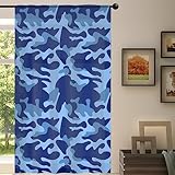 Blaue Camouflage Sheer Vorhang Camouflage Design Sheer Fenster Voile Vorhänge für Wohnzimmer Schlafzimmer Zimmer Küche Esszimmer Dekor 139 x 213 cm