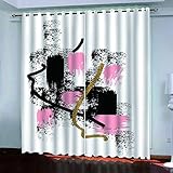 GSKOQD Verdunkelungsvorhänge 3D Schwarz-Rosa Graffiti Druck Muster Ösen Vorhang 2Er Set 280X260Cm (B X H) Vorhänge Blickdicht Gardinen Wohnzimmer Kinderzimmer Thermo Vorhänge Fensterdekoration