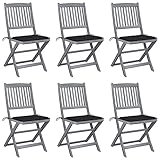 Camerina Klappbare Gartenstühle 6 STK. mit SitzKissen GartenstüHle Set Klappbarer Outdoor-Stuhl Klappbar Gartenstuhl Outdoor BalkonstüHle Massivholz Akazie 3065441