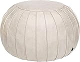 Ungefüllter runder Sitzhocker, superweich, handgefertigt, Kunstdekor, Ottomanen-Bezug, Aufbewahrungslösung, Fußstütze, Fußhocker, Sitzhocker oder Balkon, Büro, Innenbereich, Weiß