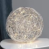 Star Trading LED Leuchtkugel Trassel, Dekokugel Weihnachten aus Draht in Silber für innen und außen, warmweiß, mit Kabel, Ø: 30 cm, IP44