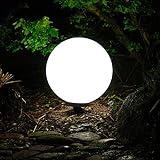 LED Außen-Garten-Kugel-Leuchte MARLON D:40cm Kunststoff-Kugel weiß mit Erdspieß, inkl. E27 LED 1x5W, IP44, Dekorations-Wege-Pfad-Lampe