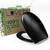 LUVETT® Recycling WC-Sitz R700 Öko oval mit Absenkautomatik, Abnahmefunktion und 3 Montage-Varianten (Schwarz)