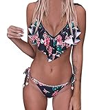 JUTOO Bikini High Waist Damen, Bikini Durchbräunend Damen Set Luftmatratze Schwangerschaft Women Bandage Bikini Set Push-Up Brazilian Print Swimwear Beachwear Swimsuit Für Bikini (L, Mehrfarbig)