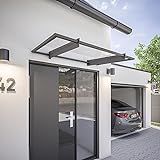 Schulte Vordach NewStyle 2.0, 150 x 90 cm, 4 mm Acrylglas Klar, Anthrazit, Pultvordach für Haustür, EP1515-10-30