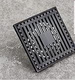 AISHFP Duschablauf Duschablauf Haarfänger Messing Schwarz Bronze Bodenablauf Badezimmer Küche Duschraum Balkon Eckig Waschmaschinen-Bodenablauf Waschbecken