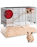 PETGARD Mäuse- und Hamsterkäfig, Nagarium mit Glaswanne und 2 Holzetagen, Komplettset mit Laufrad und weiterem Zubehör, 67x36,5x52 cm, Minnesota