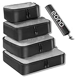 Amazon Brand - Eono Set mit 5 Packwürfel, 4 unterschiedliche Größen Packwürfel und 1 Wäschesack, Kleidertaschen Verpackungswürfel, Packing Cubes, Kofferorganizer Reise Würfel für Urlaub, Reisen