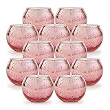 GoMDSA Rosa Votivkerzenhalter, Quecksilberglas Teelichthalter 12er Set, Glas Teelichthalter für Hochzeit, Party, Heimdekoration