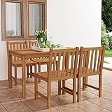 BULANED 5-TLG. Garten-Essgruppe, Balkonmöbel, Gartentisch Mit Stühlen, Garten Möbel, Gartenlounge, Möbelsets, Balkonset Für Kleine Balkone, Teak Massivholz