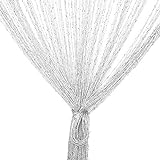 TRIXES weiß Fadenvorhang im Tautropfen Design als Raumteiler Fliegenschutz oder als Festliche saisonale Dekoration Voller Größe: 90cm x 200cm - Vorhänge