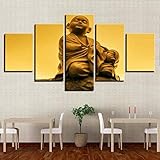 Drucke Auf Leinwand 5-Teilige Leinwand-Wandkunst Goldene Statue Bild Home Decoration Wohnzimmer Schlafzimmer Leinwand Gemälde Auf Leinwand Raum Kunstwerk Leinwand Gemälde Xxl/200 X 100 Cm