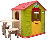 LittleTom Ab 1 Jahr: Gartenhaus Kinder mit Tisch - Wetterfestes Spielhaus Garten - Kinderhaus Kunststoff - Spielhaus Kinder Outdoor - Kleinkind Spielplatz für Garten Balkon - Kinderspielhaus Outdoor