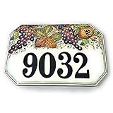 CERAMICHE D'ARTE PARRINI- Künstlerische italienische Keramik Keramik Hausnummer 30x20 individuelle Dekoration Traube und Granatapfel, Fliesen handgemacht in Italien Toscana