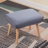 REMYS 4-Bein-Massivholz-Fußhocker, quadratischer Pouffe-Fußhocker aus nordischem Stoff, Schlafzimmer-Betthocker, Wohnzimmersofa, Couchtisch, kleine Bank, Grau
