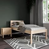 Hansales Seniorenbett 100x200 cm Triin Scandi Style aus hartem FSC® Birken Massivholz - über 700 kg - Holzbett 55 cm hoch mit Kopfteil - Stabiles Einzelbett für Senioren