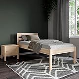 Hansales Seniorenbett 90x200 cm Triin Scandi Style aus hartem FSC® Birken Massivholz - über 350 kg - Holzbett 55 cm hoch mit Kopfteil - Stabiles Einzelbett für Senioren