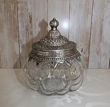 Kleine Nostalgie Glas Dose Bonboniere mit Metalldeckel