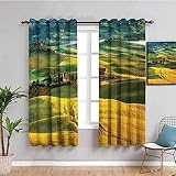 Vorhang Blickdicht Verdunkelungs Vorhänge Gardinen Wohnzimmer Schlafzimmer Kinderzimmer Mädchen Junge Thermovorhang Ösenvorhang 2Er Set 3D Druck Grüne Grashügellandschaft Dekoschals Fensterdekora