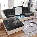 Elover Sofa Sitzkissenbezug, hochelastischer Silberfuchs-Samt-Sitzkissenbezug, Wohnzimmer-Sofa-Sitzbezug, Möbelbezug, Samt, rutschfeste, weiche, elastische Unterseite