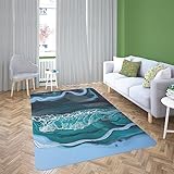 Teppich Wohnzimmer 120X170 Blau Grün Teppich Kurzflor Schlafzimmer,Teppiche Moderne,Carpet Für Wohnzimmer Küche Esstisch,Teppich Waschbar