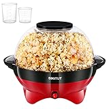 SIKITUT Popcornmaschine, Popcorn Maker für Zuhause, Popcorn Popper Maschine mit Antihaftbeschichtung und Abnehmbares Heizfläche, 5L, mit Cool-Touch-Griffe, Zwei Messbecher