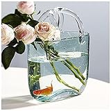 Vase Glas Tasche, Kreative Handtaschen FöRmige Kreative GeldböRse Transparente Blumenvase, FüR Heimdekoration Dekoration,Style1-Blue