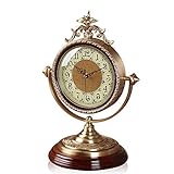 NOALED Kaminuhr, stille Retro-Kaminuhr, Kaminuhr mit digitalem Zifferblatt, Kupfer, Retro-Tischuhr, stummgeschaltetes Design, batteriebetriebene Kaminuhr, europäischer Tisch C