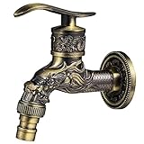 Jooheli Vintage Wasserhahn, Drache Geschnitzt Wasserhahn Zinklegierung, 1/2' Wand Wasserhahn, Antike Kupfer Wasserhahn Garten, Wasserhahn Waschtischarmatur für Badezimmer Garten Küche