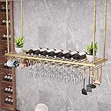 Weinregal aus Metall, höhenverstellbar, an der Decke montierter hängender Weinflaschenhalter aus Eisen, Weinregal, Weingläser, geeignet für Restaurants/Bars (Size : 100cm) (80cm)