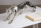 Lifestyle & More Moderne und sehr große Skulptur Dekofigur eines Geparden in Silber Länge 80 cm