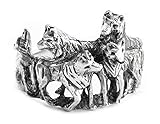Windalf Wolfs-Ring NYMERIA h: 1.6 cm Wolfsrudel Schattenwölfe 925 Sterlingsilber (Silber, 62 (19.7))