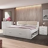 Lomadox Schlafzimmer Komplett Set mit Doppelbett und Schubkasten in Abisko Eiche Nb, B/H/T: ca. 394/94/205 cm