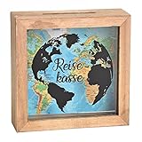 matches21 Spardose Geld Rahmen Holz Einwurfschlitz Geldgeschenk – Reisekasse – 15x15cm