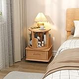 BAIHAO Nachttisch Aus Massivholz Schlafzimmer Moderne Schubladen Aufbewahrungsschrank Mit Rädern Drehbarer Beweglicher Nachttisch Für Kinderzimmer