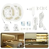 AveyLum LED Bettlicht mit Bewegungsmelder, Warmweiß Bett Lichtleiste Nachtlicht Streifen Dimmbar Bewegungssensor Licht Leiste Baby Beleuchtung, 2x 1.5M