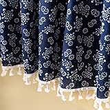 izielad Scheibengardine Blickdicht Bistrogardine Boho Vorhang Kurze Gardinen Vintage Kurzstore mit Quasten für Küche Wohnzimmer Blume BxH 90x140cm