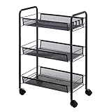 Küchenwagen Servierwagen Rollwagen 3-stufiger Küchen-Aufbewahrungswagen Aus Kohlenstoffstahl, Badezimmerregal, Metall-Rollwagen Mit Rädern, Lagerregalwagen Regalwagen Aufbewahrungswagen Küchenrollwage