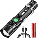 wowlite LED Taschenlampe Wiederaufladbar, Leistungsstarke Taschenlampen LED Super Hell, Taschenlampen Batteriebetrieben, USB Wiederaufladbare Taschenlampe, 4 Lichtmodi, Zoom, Kleines Blitzlicht für