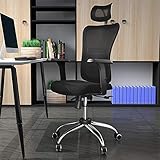 Nileco Masche Bürostuhl,Ergonomische Computerstuhl mit Kopfstütze Armlehne Lendenwirbelstütze,Swivel Schreibtischstuhl Verstellbar Chefsessel für Männer Erwachsen-Luxus 64x112-118cm(25x44-47)