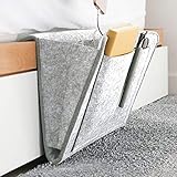 Amokee Betttasche, Sofa Organizer Anti-Rutsch Aufbewahrungstasche Dicke Filz Nachttisch Tasche Sofa Hängeaufbewahrung Bett Organizer für Handy, iPad, Brille, Buch, Fernbedienung (Hellgrau)