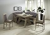 Beauty.Scouts Eckbankgruppe 'Meran' Essgruppe 172 x 132 x 89 Tisch 2 Stühle modern Sonoma Eiche Sitz Kunstleder braun Eckbank Küchentisch 4-teilig Landhaus Küche