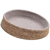 BCOATH Rattan-Haustierbett Rundes Hundebett Rattan-Hundebett Rundes Katzenbett Kaninchen Gewebte Matte Hasengras Hauskatze Rattanbett Katzenhaus Katzenschlafzubehör
