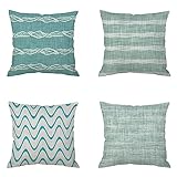 Mefooge 4er-Set Kissenbezug 65x65cmEinfach Leinen Dekokissen Kissenbezug Quadratische Kissenhülle mit Unsichtbarem Reißverschluss für Sofa Stuhl Schlafzimmer Hausgarten Kissenbezüge